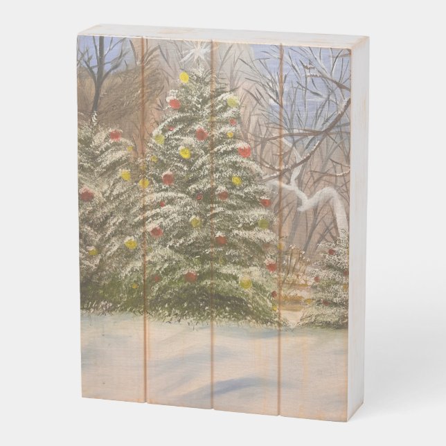 A Forest Christmas, by Gary Poling Wooden Box Sign (Angled Vertical)