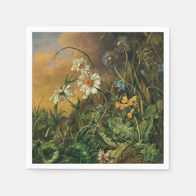 A Forest Floor with Daisies, Primroses, ... Napkins (Front)