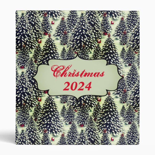 A Forest of Snow Covered Christmas Trees  3 Ring Binder (Front)