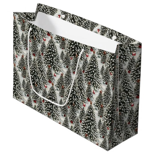 A Forest of Snow Covered Christmas Trees  Large Gift Bag