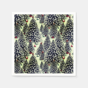 A Forest of Snow Covered Christmas Trees Napkins