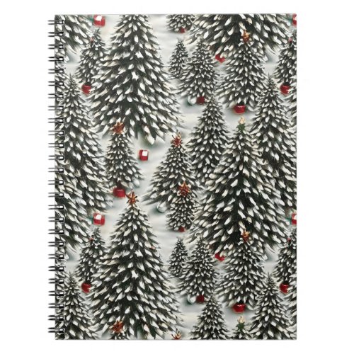A Forest of Snow Covered Christmas Trees  Notebook