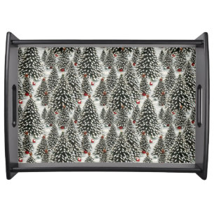 A Forest of Snow Covered Christmas Trees Serving Tray
