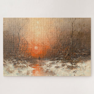 A Forest Path with Hunter at Sunset  Jigsaw Puzzle