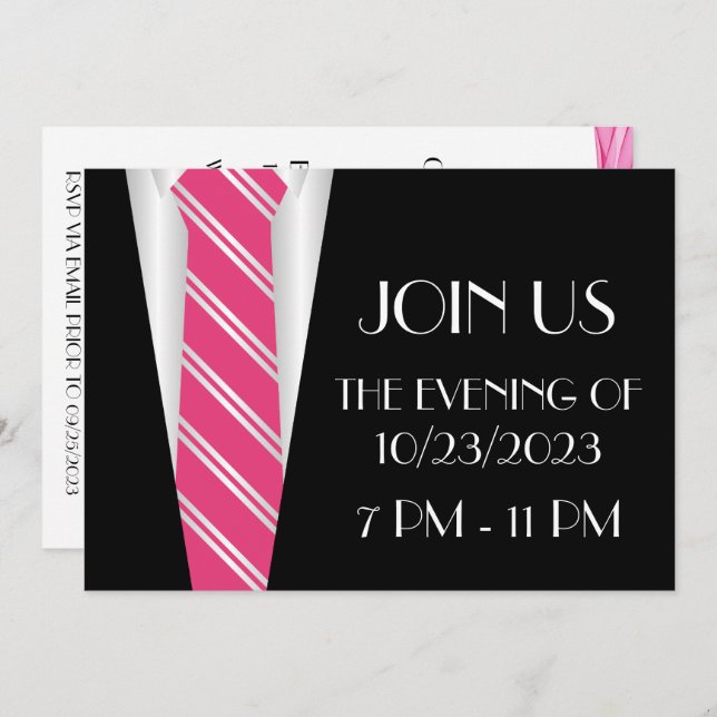 A Formal Pink Tie Invitation (Front/Back)