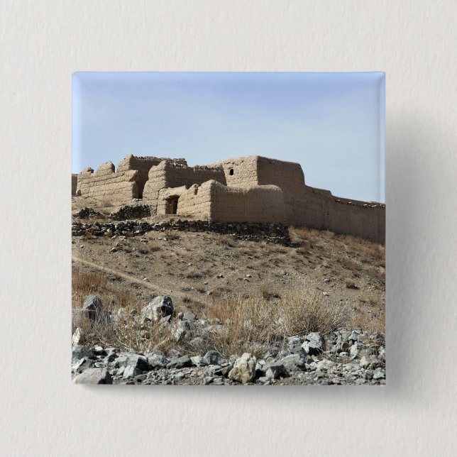A fortified compound in the village of Akbar Kh Pinback Button (Front)