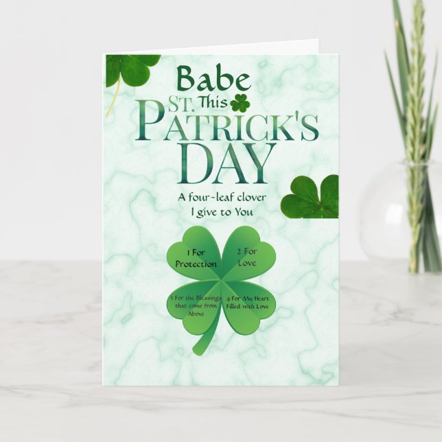 A Four-Leaf Clover St Patrick's Day Card (Front)