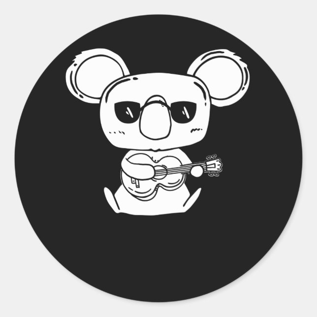 A Four String Ukulele Instrument With Koala Classic Round Sticker (Front)