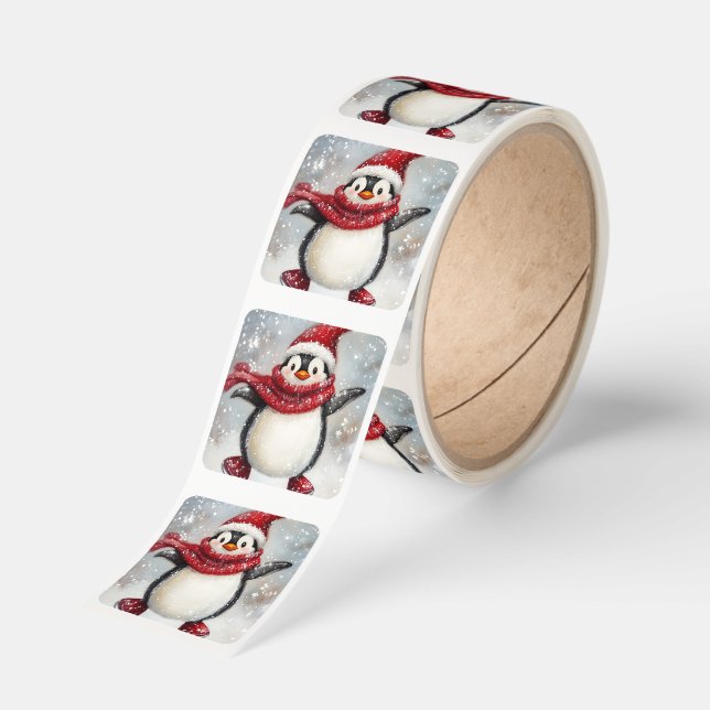 A Fox Ice Skating Square Sticker (Roll)