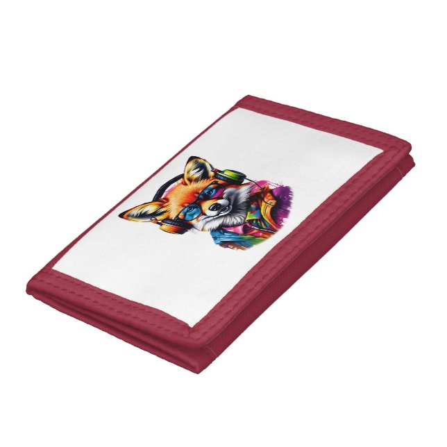 A fox in headphones and glasses trifold wallet (Bottom)