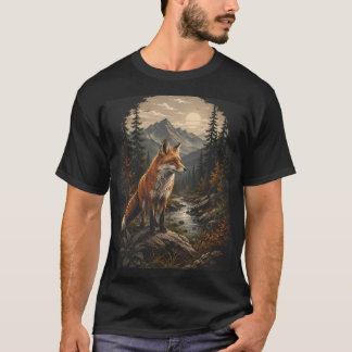 A fox in nature, Fox with forest and ground T-Shirt