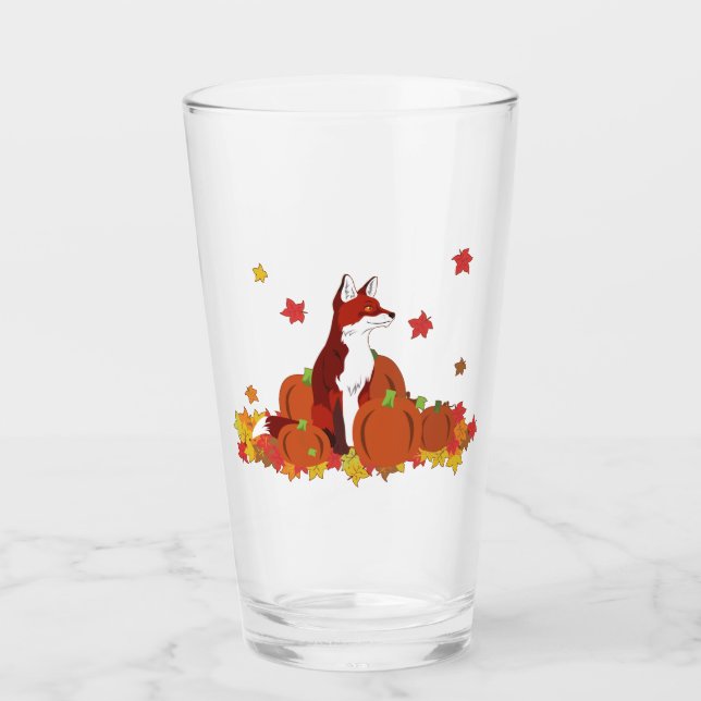 A Fox In the Pumpkin Patch Glass (Front)