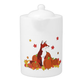 A Fox in the Pumpkin Patch Teapot