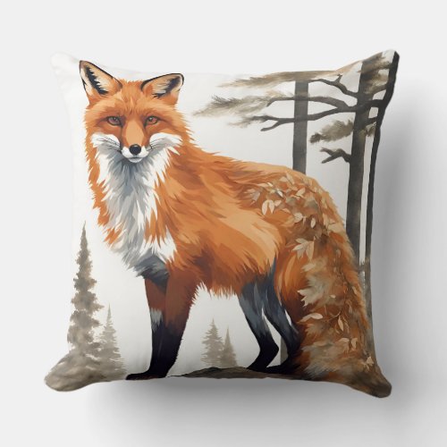 A Foxs Tale in the Forest RealmThrow Pillow