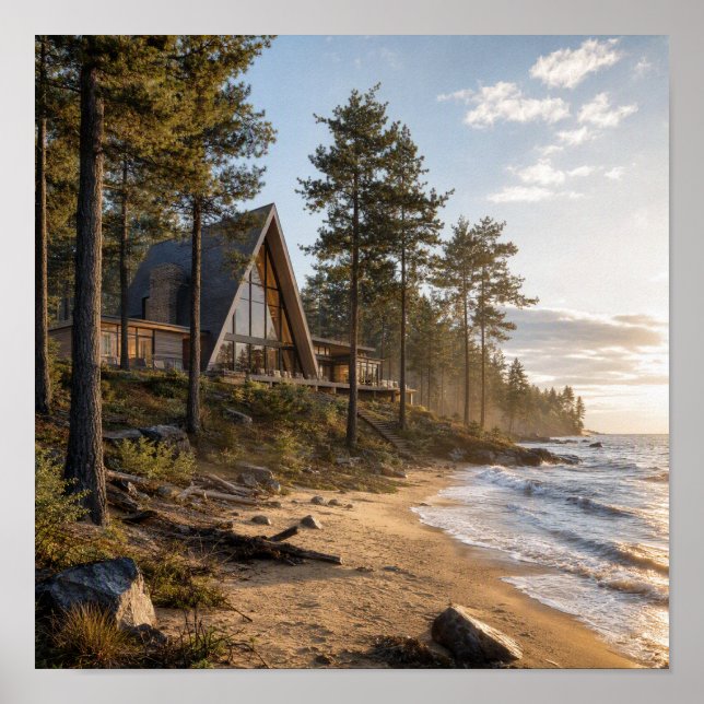 A-frame Cabin by Lakeside Poster (Front)