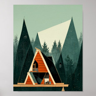 A-Frame Cabin in the Woods Poster