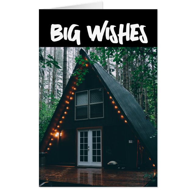 A-FRAME CABIN IN WOODS BIRTHDAY GIANT CARD (Front)