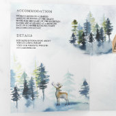 A-Frame Cabin Lodge Winter Mountain Forest Wedding Tri-Fold Invitation (Inside First)