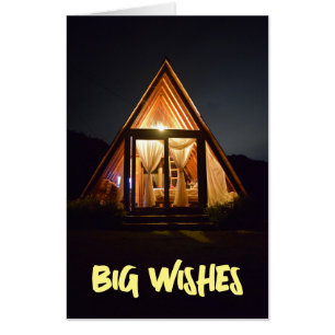 A-FRAME CABIN NIGHT BIRTHDAY BIG GIANT CARDS