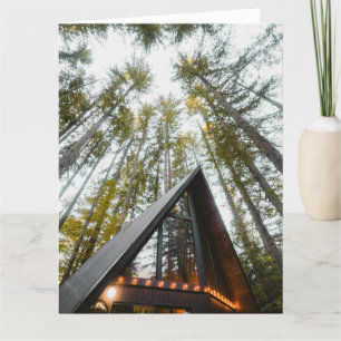 A-FRAME CABIN WOODS BIRTHDAY GREETING CARD