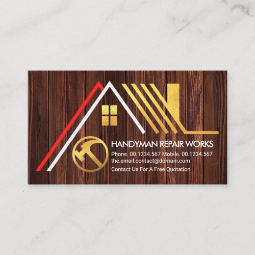 A_Frame Gold Roof Timber Wood Handyman Builder Business Card