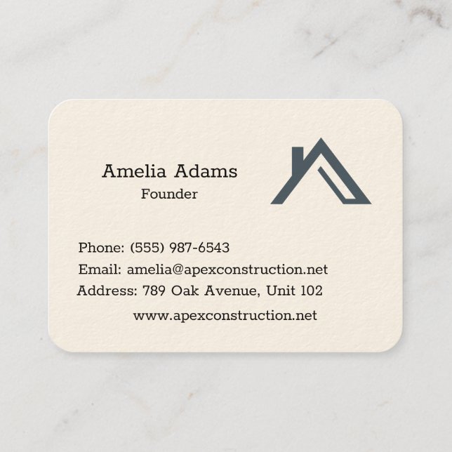 A-Frame Roof House Logo Business Card Design" (Back)
