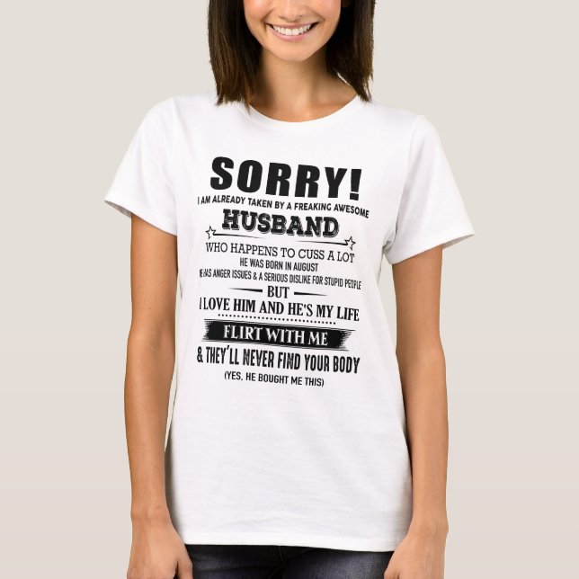 A Freaking Awesome Husband He Was Born in August T-Shirt (Front)