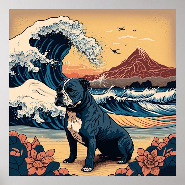 A French bulldog dog using traditional Japanese vi Poster (Front)