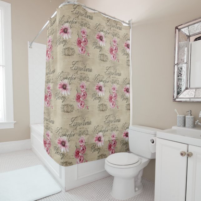 A French Ephemera Design Series 20 Shower Curtain (In Situ)
