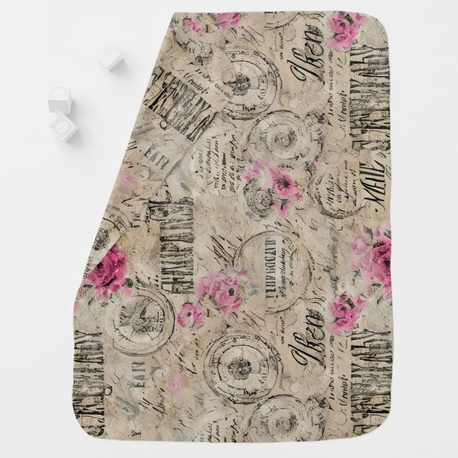A French Ephemera Design Series 24 Baby Blanket (In Situ)