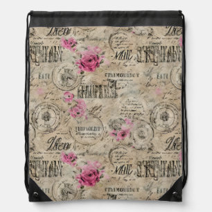 A French Ephemera Design Series 24 Drawstring Bag