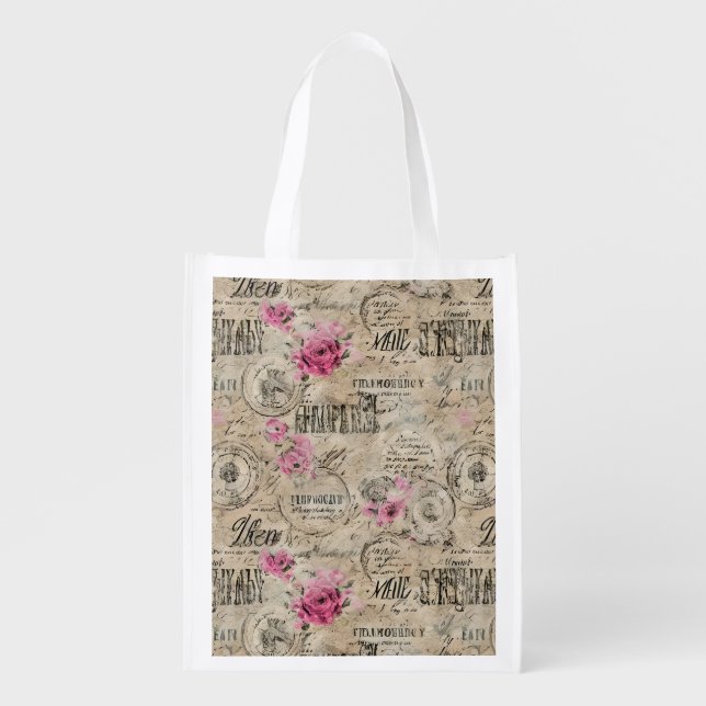 A French Ephemera Design Series 24 Grocery Bag (Front)