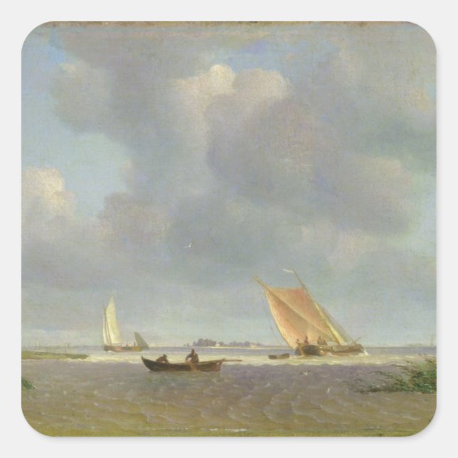 A fresh breeze on the Elbe, c.1830 Square Sticker (Front)