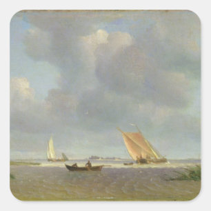A fresh breeze on the Elbe, c.1830 Square Sticker