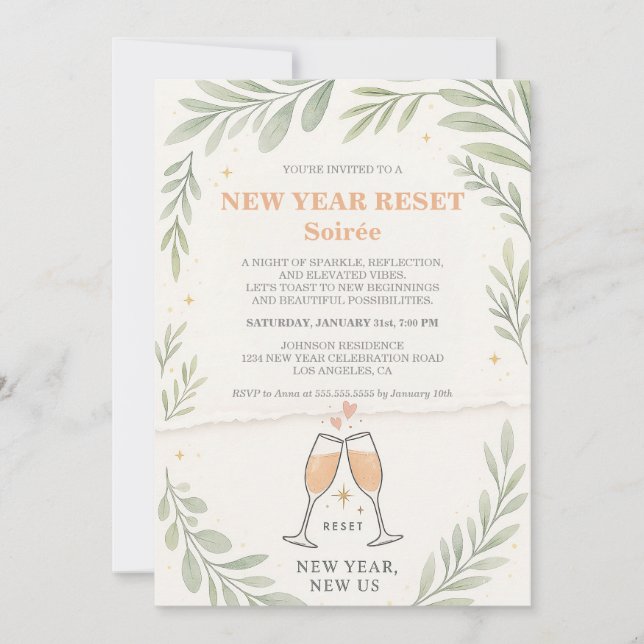 A Fresh Start Cocktail Party For Missed New Year Invitation (Front)