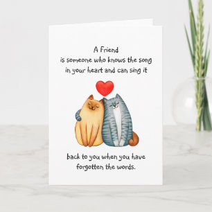 A Friend Friendship Love Quote Cute Cats Blank Card