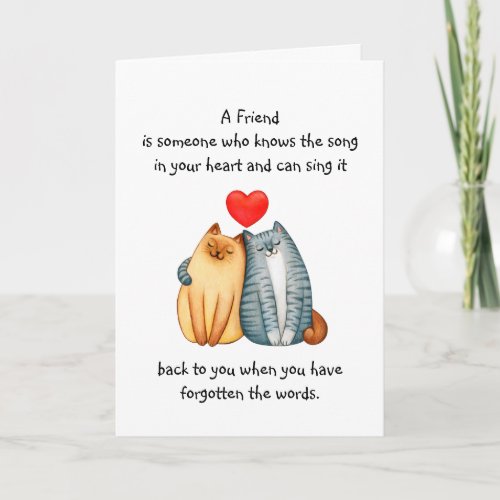 A Friend Friendship Love Quote Cute Cats  Card