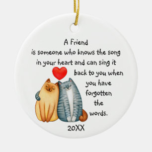 A Friend Friendship Love Quote Cute Cats Ceramic O Ornament