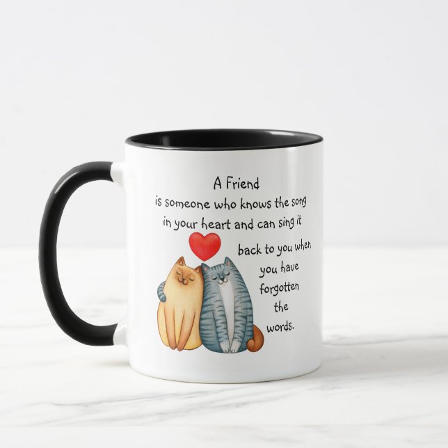 A Friend Friendship Love Quote Cute Cats Mug (Left)