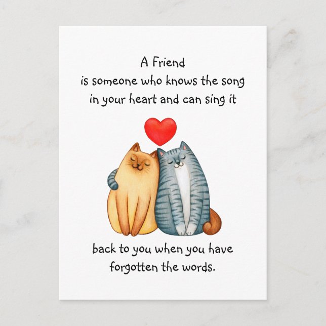 A Friend Friendship Love Quote Cute Cats Mug Postcard (Front)