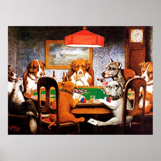 A Friend in Need C M Coolidge Dogs Playing Poker Poster | Zazzle