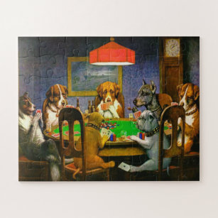 dogs playing pool jigsaw puzzle