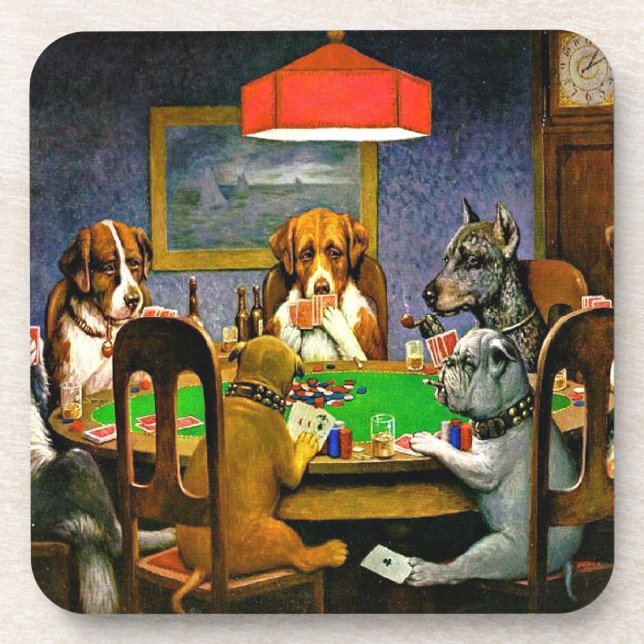 A Friend in Need, Dogs Playing Poker, Beverage Coaster (Front)