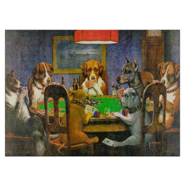 A Friend in Need Dogs Playing Poker Cassius Marcel Cutting Board (Front)