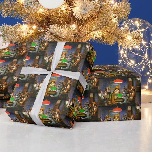 A Friend in Need Dogs Playing Poker Gift  Wrapping Paper (Holidays)