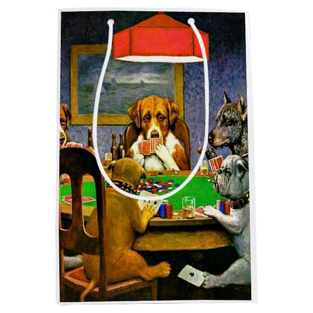 A Friend in Need, Dogs Playing Poker, Medium Gift Bag (Front)
