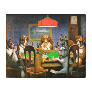 A Friend in Need, Dogs Playing Poker, Metal Print