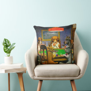 A Friend in Need Dogs Playing Poker Throw Pillow