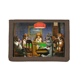 A Friend in Need, Dogs Playing Poker, Trifold Wallet