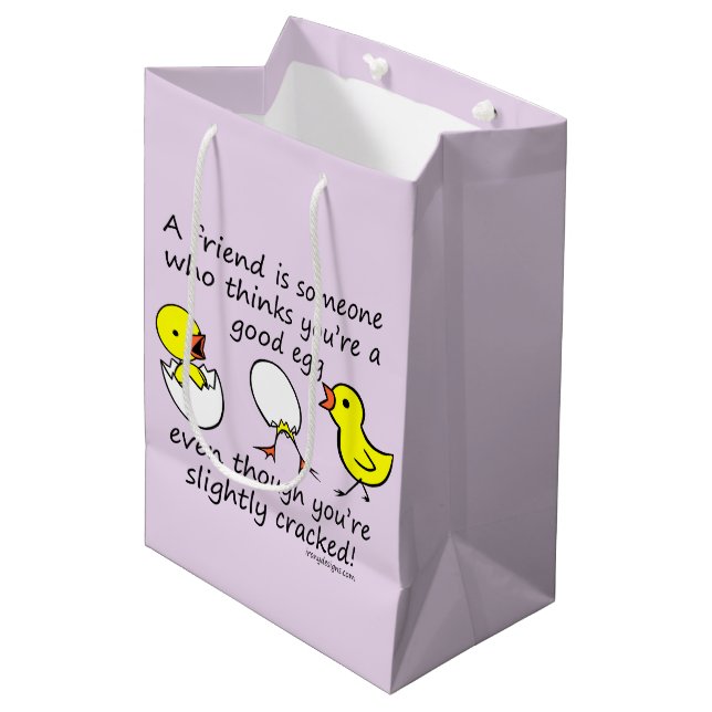 A Friend is Someone Funny BFF Saying Medium Gift Bag (Front Angled)